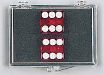 Koplow Würfel - Transparent: Non-Precision Casino rot/weiß (2er-Set in Acrylbox, 19mm)