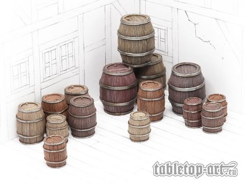 Wooden Barrels Set 4 - Mixed Sizes (15)