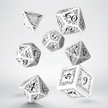 Q-Workshop Dice Set: Elvish White & Black