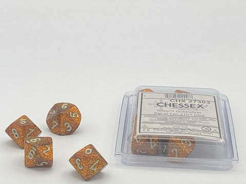 Glitter Gold/Silver Set of Ten d10s