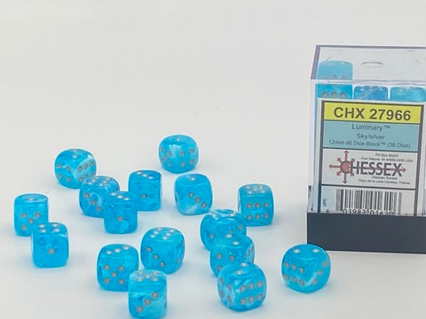 Luminary™ 12mm d6 Sky/Silver Dice Block™ (36 dice)