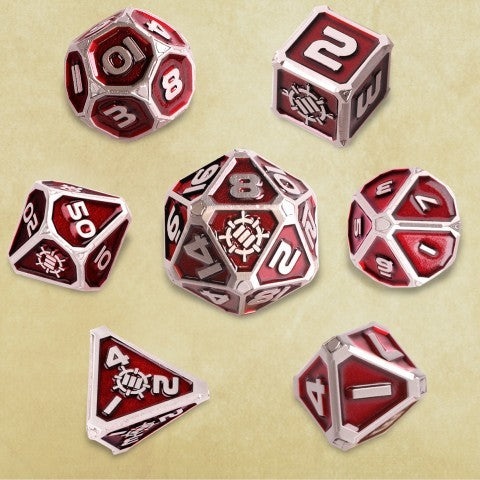 ENHANCE Tabletop Collectors Edition 7pc Metal RPG Dice Set Red
