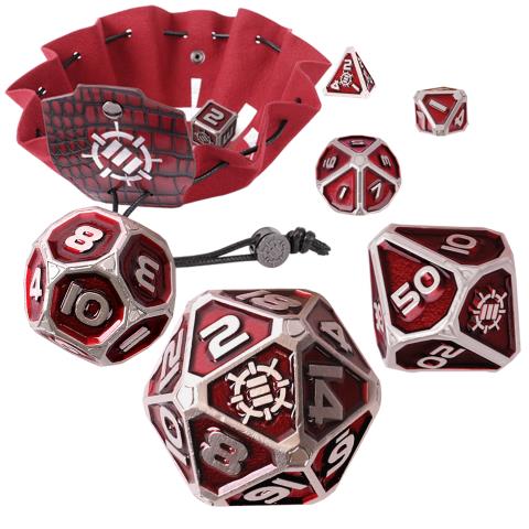 ENHANCE Tabletop Collectors Edition 7pc Metal RPG Dice Set Red