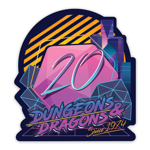 Holographic Retro D20 Sticker