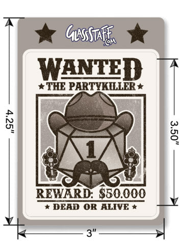 Wanted Partykiller Sticker
