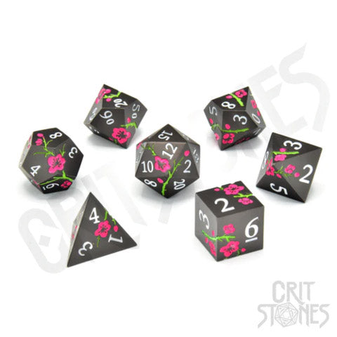 Nighttime Blossom Metal RPG Dice Set