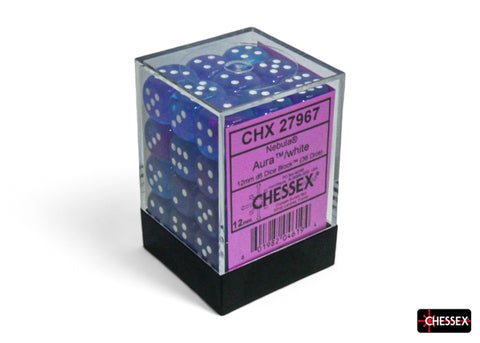 Nebula® 12mm d6 Aura™/white Luminary™ Dice Block™ (36 dice)