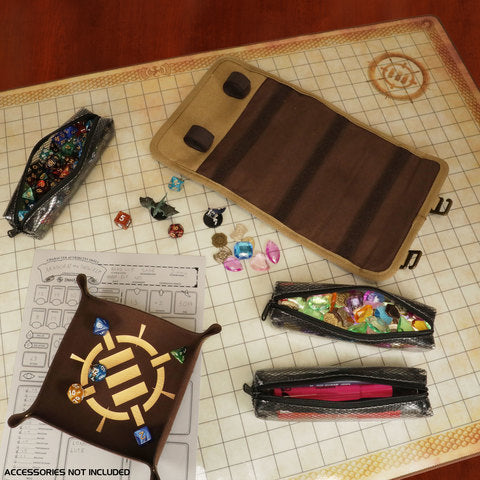 ENHANCE Venture™ Canvas Dice Roll Case – Würfeltasche mit Dice Tray & Zubehörfächern