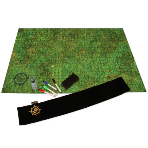 ENHANCE RPG Battle Grid Spielmatte 24" x 36" – Grass inkl. Marker-Set & Transporttasche