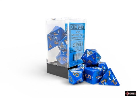 Chessex Brush Dice Set – Wavebreak with Gold Lettering (7-piece)
