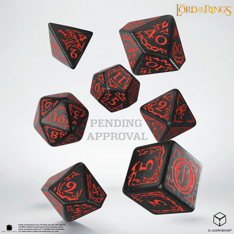 Q WORKSHOP The Lord of the Rings: Mordor Dice Set – Black/Red (7-piece)