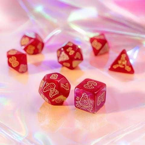Q WORKSHOP Capybara Dice Set – Chillo with Gold Lettering (7-piece)