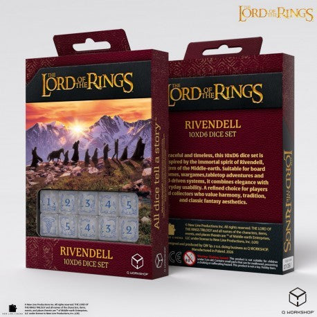 Q WORKSHOP Der Herr der Ringe: Bruchtal Würfelset – Water, Perlweiß/Blau (10x W6)
