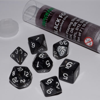 Blackfire Dice - 16mm Role Playing Dice Set - Black Fog (7 Dice)