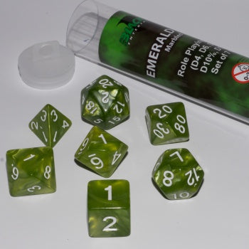 Blackfire Dice - 16mm Role Playing Dice Set - Emerald Green (7 Dice)