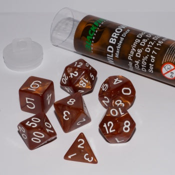 Blackfire Dice - 16mm Role Playing Dice Set - Wild Brown (7 Dice)