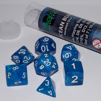 Blackfire Dice - 16mm Role Playing Dice Set - Ocean Blue (7 Dice)