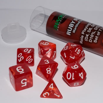 Blackfire Dice - 16mm Role Playing Dice Set - Ruby Red (7 Dice)