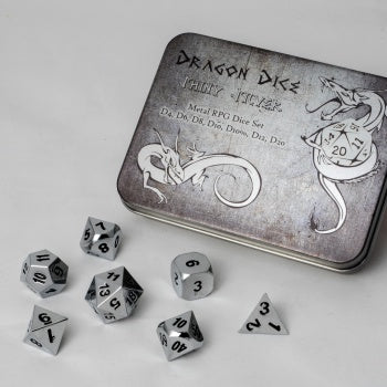 Blackfire Dice - Metal Dice Set - Silver (7 Dice)