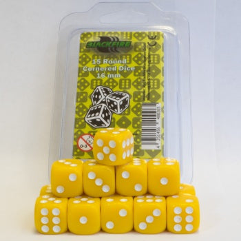 Blackfire Dice - 16mm D6 Dice Set - Yellow (15 Dice)