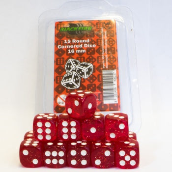 Blackfire Dice - 16mm D6 Dice Set - Glitter Red (15 Dice)