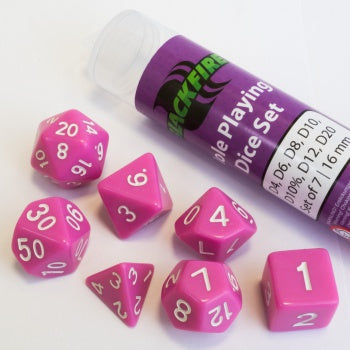 Blackfire Dice - 16mm Role Playing Dice Set - Pink (7 Dice)