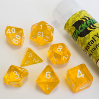 Blackfire Dice - 16mm Role Playing Dice Set - Crystal Yellow (7 Dice)