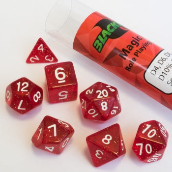 Blackfire Dice - 16mm Role Playing Dice Set - Magic Red (7 Dice)