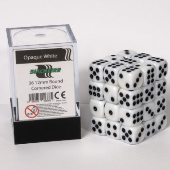 Blackfire Dice Cube - 12mm D6 36 Dice Set - Opaque White