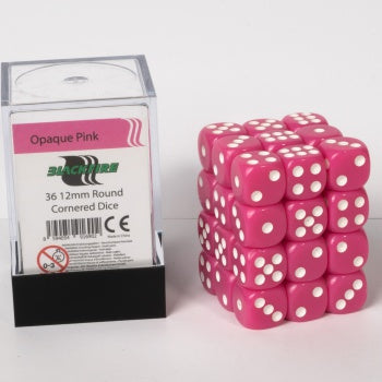 Blackfire Dice Cube - 12mm D6 36 Dice Set - Opaque Pink
