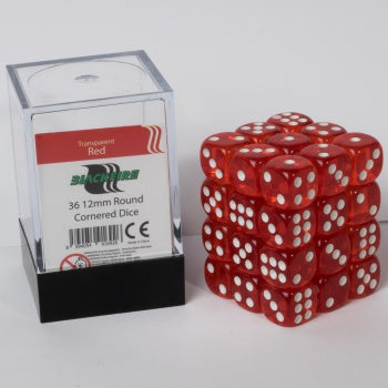 Blackfire Dice Cube - 12mm D6 36 Dice Set - Transparent Red