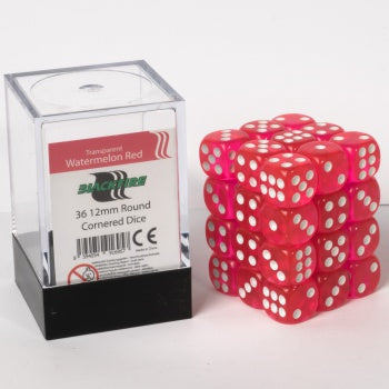 Blackfire Dice Cube - 12mm D6 36 Dice Set - Transparent Watermelon Red