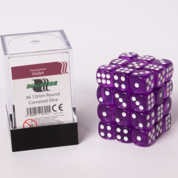 Blackfire Dice Cube - 12mm D6 36 Dice Set - Transparent Violet