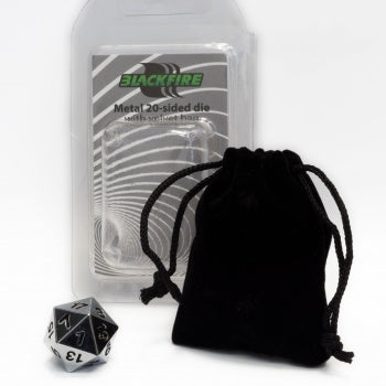 Blackfire Dice - D20 Metal Spindown with velvet bag Silver
