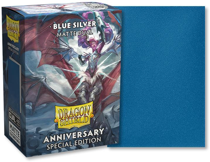 Dragon Shield Standard Sleeves - Dual Matte Blue (Silver Inside, Anniversary Edition) (100 Sleeves)
