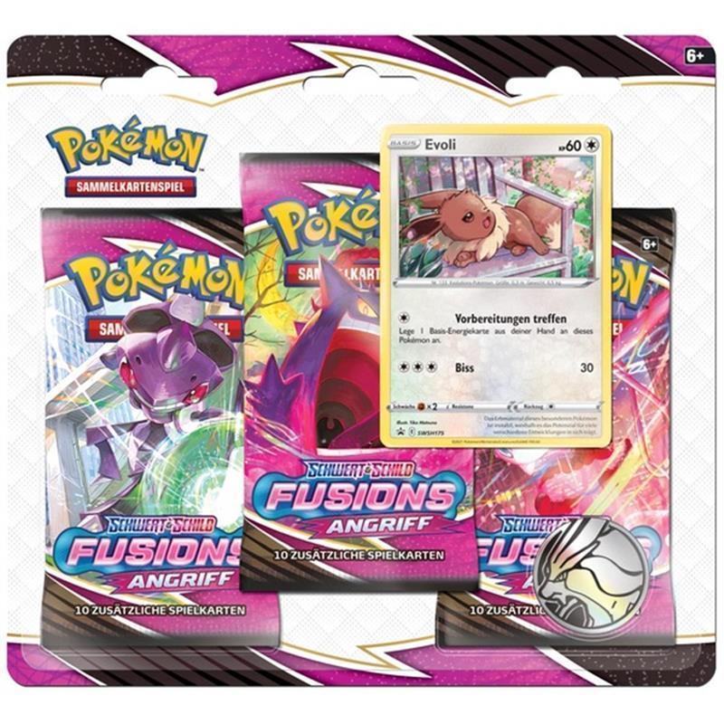 Pokémon Schwert und Schild 08 Fusionsangriff 3-Pack Blister Evoli (DE)