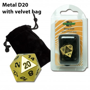 Blackfire Dice - D20 Metal Spindown with velvet bag Gold