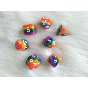 Blackfire Dice - 16mm Role Playing Dice Set - Rainbow Dice (7 Dice)