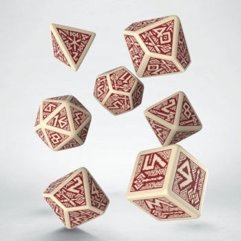 Dwarven Beige & burgundy Dice Set (7)