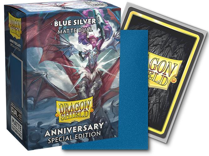 Dragon Shield Standard Sleeves - Dual Matte Blue (Silver Inside, Anniversary Edition) (100 Sleeves)