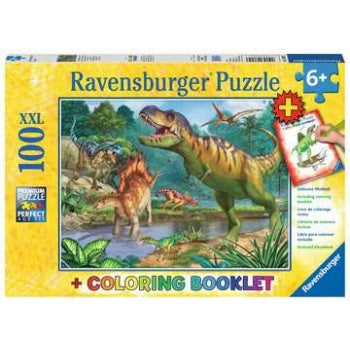 Puzzle - Welt der Dinosaurier 100 Teile XXL mit Malbuch