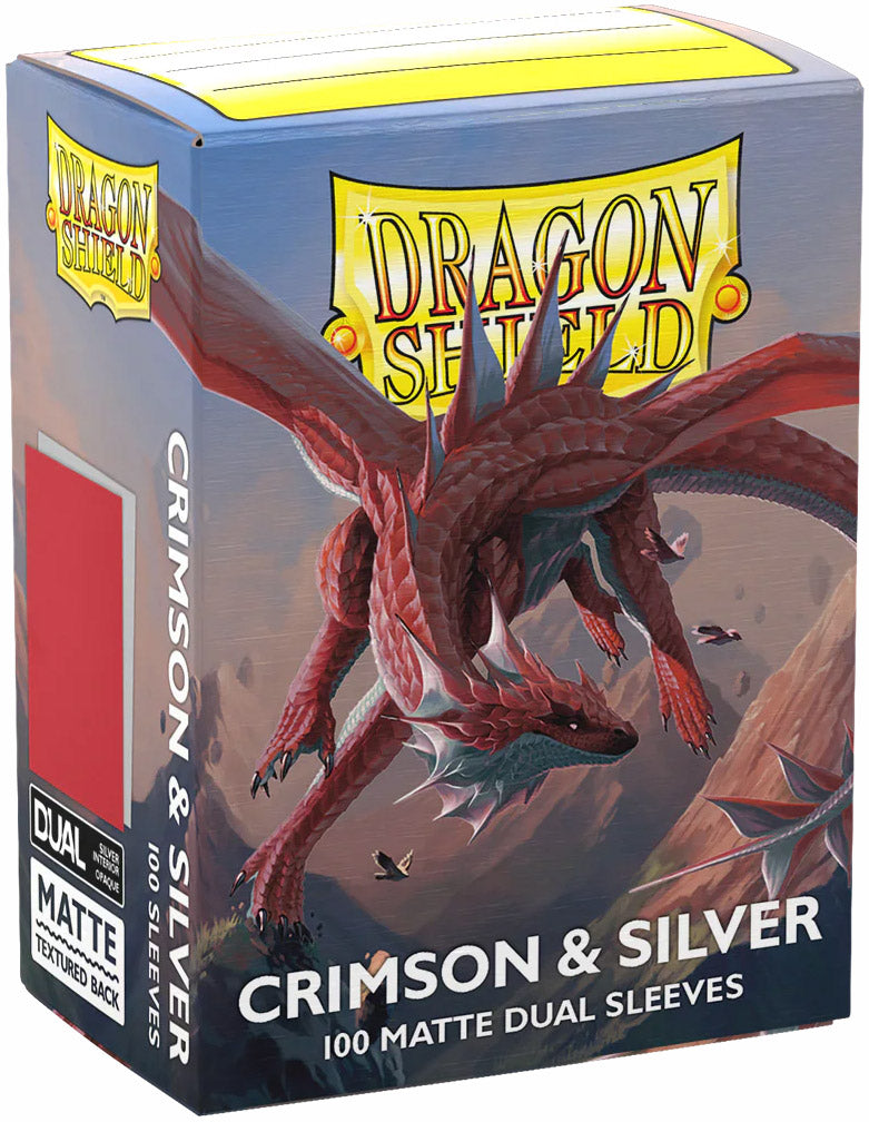 Dragon Shield Standard Sleeves - Dual Matte Crimson & Silver (100 Sleeves)