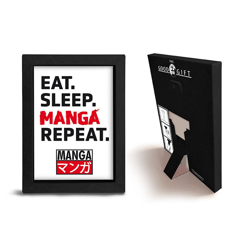 Eat Sleep Manga Repeat Kraft Frame Black