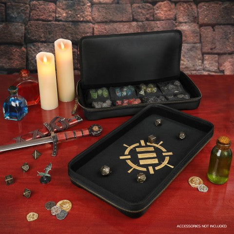 ENHANCE Tabletop RPGs 7pc DnD Metal Dice Set with Case and Dice Bag