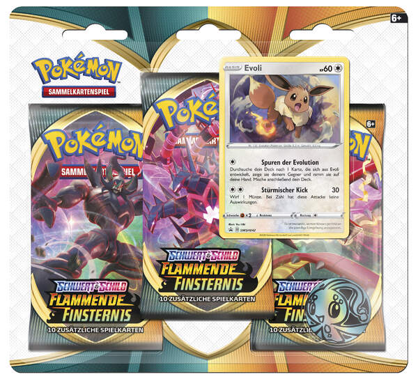 PKM - Schwert und Schild 3, Flammende Finsternis 3-Pack Booster Pack (GER)