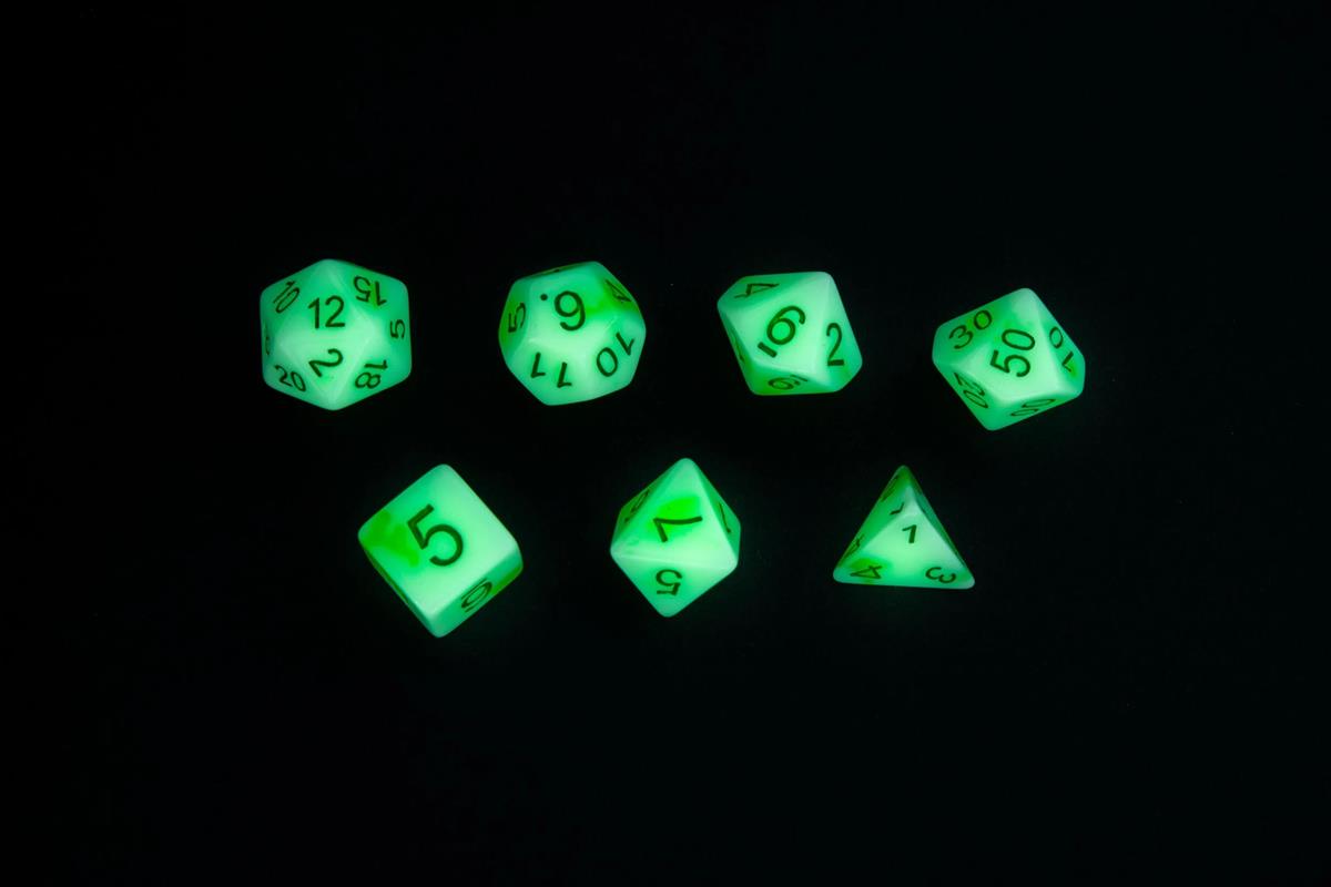 Glow Series - Toxic Stones - RPG Dice Set (7)