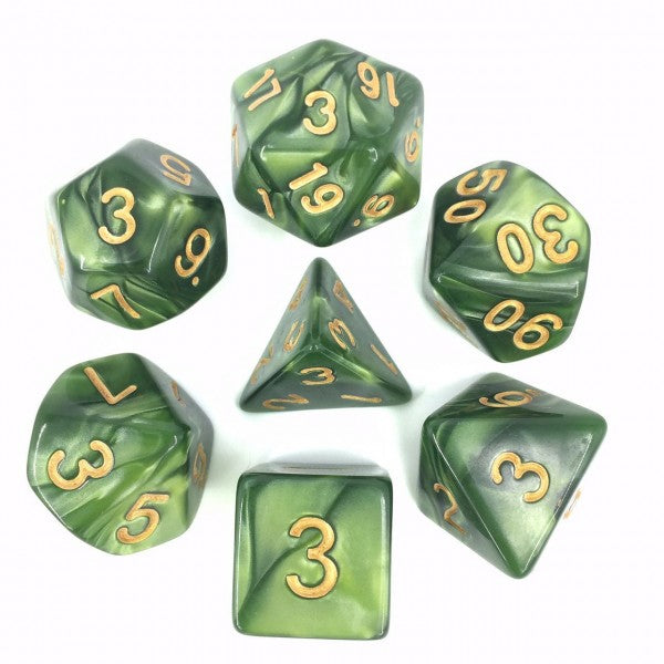 HD Dice - Pearl Dice Set (7 pcs), Grass Green