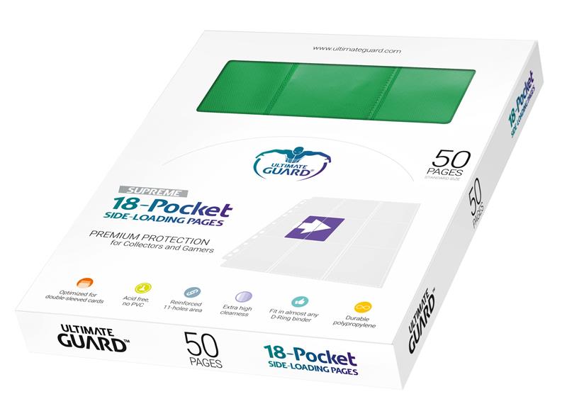 Ultimate Guard 18-Pocket Pages Side-Loading Green (50)