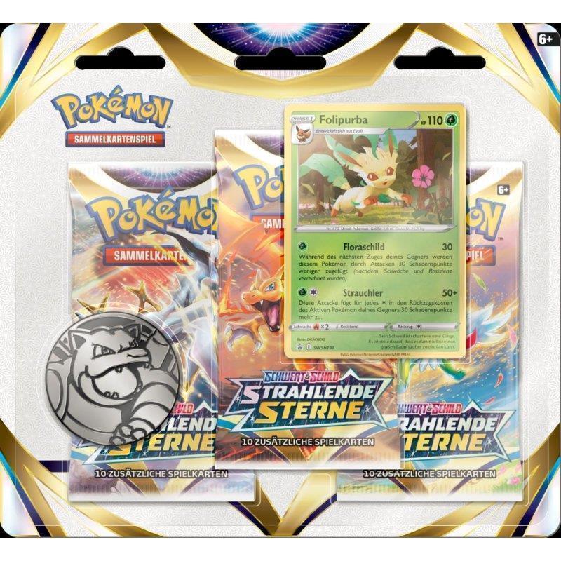 Pokémon Schwert und Schild 09 Strahlende Sterne 3-Pack Blister Folipurba (DE)