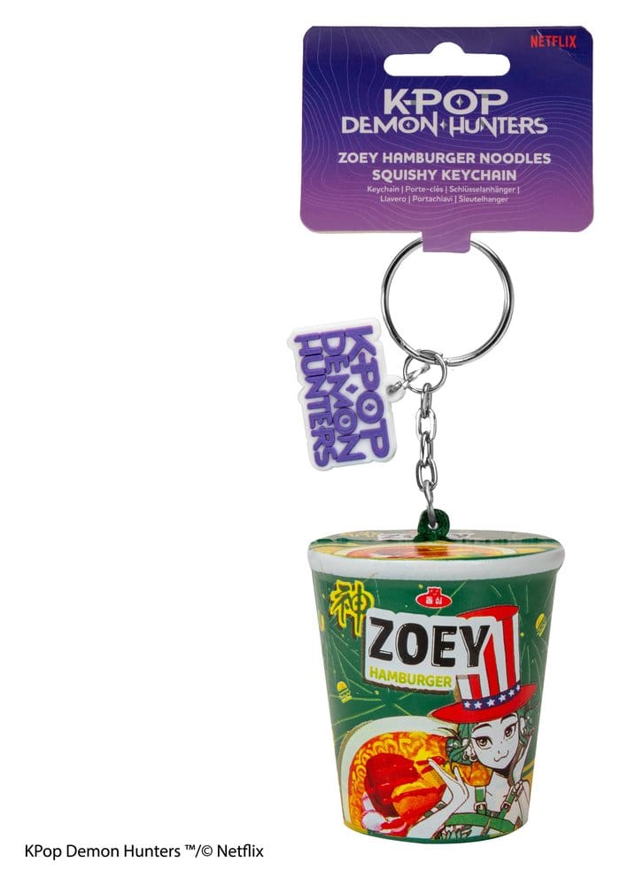 KPop Demon Hunters Squishy Keychain Zoey Hamburger Noodles